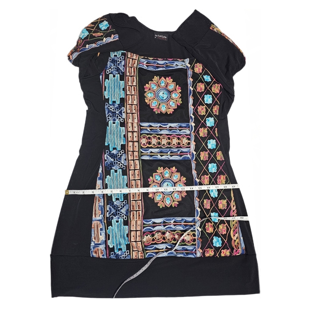 Luc Fontaine Babylone Short Boho Tunic Dress Embroidered Womens Size 10 - Picture 14 of 16
